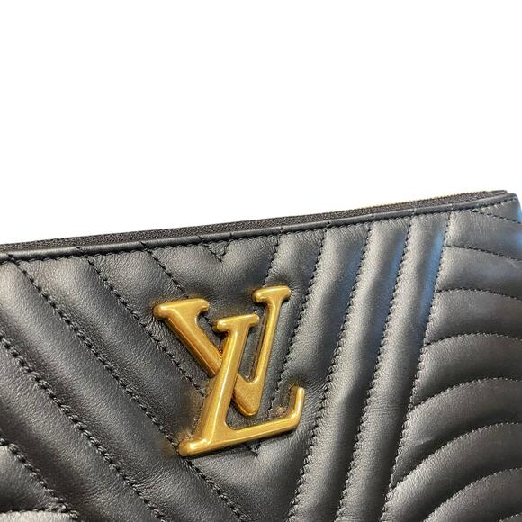 2019 Louis Vuitton New Wave Zipped Pochette Wristlet Black Calfskin Leather - Picture 4 of 13